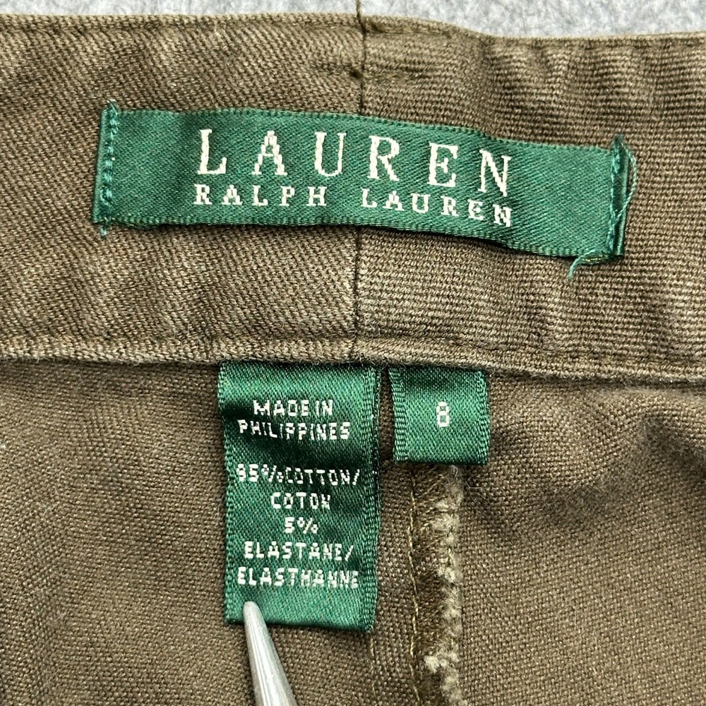 Lauren Ralph Lauren Womens 8 Brown Straight Leg Stretch Cotton Trousers Office - Picture 3 of 11